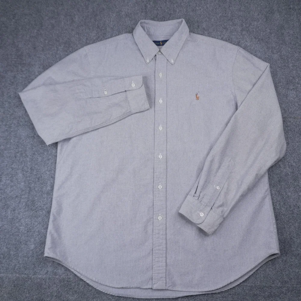 Polo Ralph Lauren Oxford Shirt Mens XL Grey Long Sleeve Button Down Pony Logo
